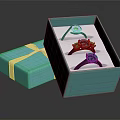 Three Elegant Rings In Open Blue Gift Box With White Ribbon And Side Box