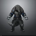 3D Sci Fi Fantasy Character Armored With Scales And Mechanical Armor Design