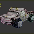 Off road truck with roof round lights silver gray body yellow accents rugged wheels
