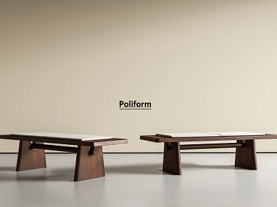 Pelform Pair Of Modern Wooden Benches With Sturdy Design And Flat Surface 3d model