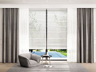 modern curtain fabric curtain venetian blinds 3d model