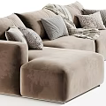 Modern Cozy Upholstered Double Sofa With Throw Pillows Soft Blankets And Various Neutral Fabric Colors