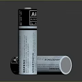Silver Cylindrical Batteries With Black Labels Standing And Lying On Reflective Surface 3d model