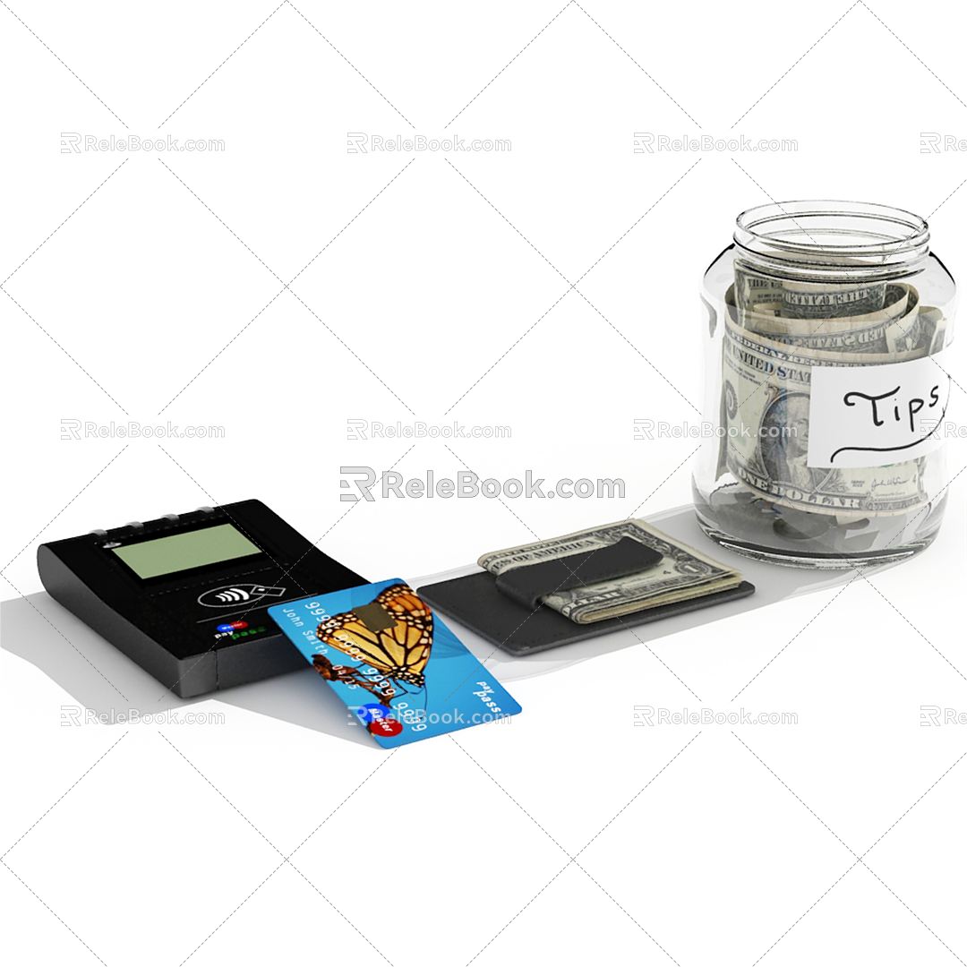 Modern coin card coin glass bottle 3d model