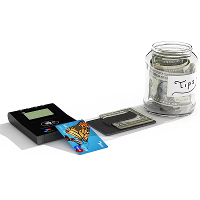 Elegant Gold Jewelry Purchase With Credit Card POS Machine And Cash Tips Jar 3d model Elegant Gold Jewelry Purchase With Credit Card POS Machine And Cash Tips Jar 3d model