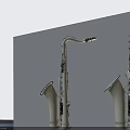 Two White Saxophones Standing Against Wall With Shadows And Reflective Floor 3d model
