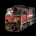 Vintage Red DB Train Locomotive With Rusty Worn Exterior And Peeling Paint
