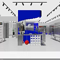 Modern Clothing Store Interior Design With Blue Backdrop Mannequins Racks And Display Lighting