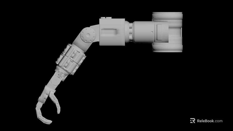 Robotic Mechanical Arm 3D Model With Jointed Structure And Gripper End 3d model 