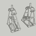 Two Metal Support Stands Featuring Coiled Spring Structure And Stable Base 3d model