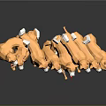 Multiple Low Poly Shiba Inu Game Movie Characters With Red Bowties Dark Background Reflections