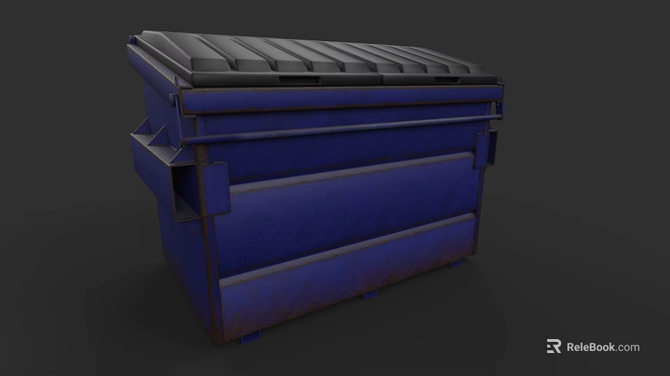 Durable Blue Trash Bin With Secure Lid For Home Waste Management 3d model