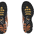 Orange Black Running Shoes with Wave Like Patterns Air Cushion Sole and Yellow Logo