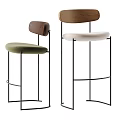 Modern Stylish Bar Stools With Upholstered Seats And Metal Frames In Green Brown Beige Tones