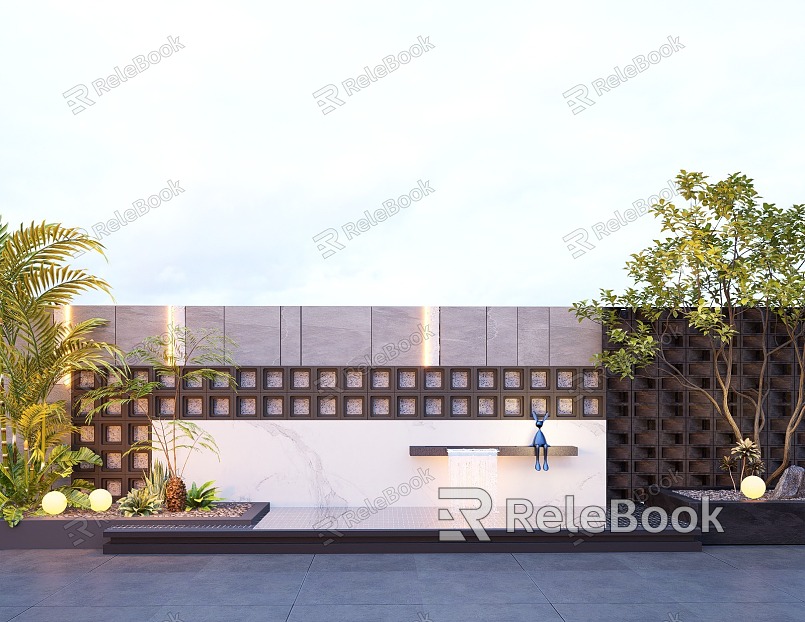 Running water landscape wall courtyard landscape wall model