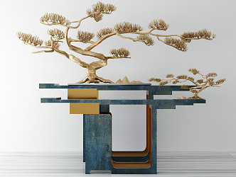 New Chinese-style End View Decorative Table 3d model