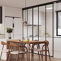 Modern Guest Restaurant Artistic Guest Restaurant Combination Living Room Sofa Coffee Table Combination Sofa TV Background Model Wall Washing Machine Combination Dining Table and Chair Island Table Combination 3d model