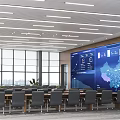 Modern Conference Room Interior With Large Screen Data Visualization And China Map 3d model