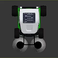 Solar Powered Cleaning Robot With White Design Green Accents And Dual Brushes