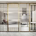 Light Luxury Partition Metal Screen Partition Glass Partition 3d model