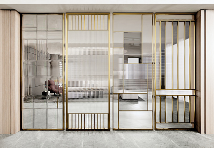 Light Luxury Partition Metal Screen Partition Glass Partition 3d model