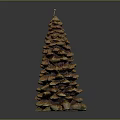 Golden Pine Tree With Layered Scaly Structures Stacked Vertically Against Dark Background 3d model