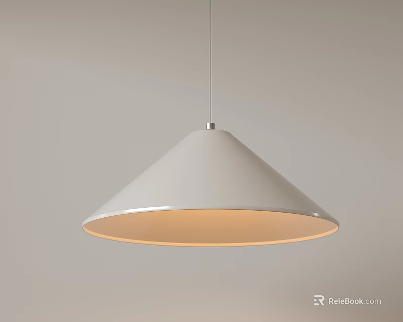Modern White Conical Pendant Light With Soft Warm Glow And Sleek Design 3d model 