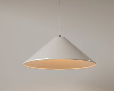 Modern White Conical Pendant Light With Soft Warm Glow And Sleek Design 3d model