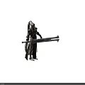 Armored Fantasy Warrior Character With Spiked Helmet Robe And Large Double Bladed Weapon