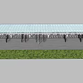 Outdoor Bicycle Parking Canopy With White Frame And Multiple Bike Racks 3d model