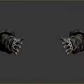 Two Futuristic Mechanical Arms With Detailed Metallic Design And Bloodstains