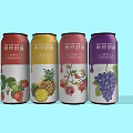 Canned Fruit Juice Beverage With Strawberry Pineapple Grape Flavors And Colorful Cans
