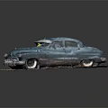 Vintage Blue Classic Car With Rusty Body And Retro Design Features