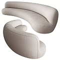 Modern Sectional Sofa Design With Beige And Green Curved Upholstered Seats