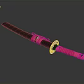Katana Weapon with Black Scabbard Pink Handle and Modern Straps Design Features