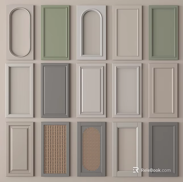 Collection of Wardrobe Doors in Various Colors and Design Styles for Interior 3d model 