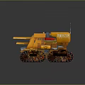 Yellow Tank With Dual Cannons Heavy Duty Tracks Mechanical Industrial Design