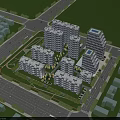 Aerial Planning of Modern Residential Area With High Rise Buildings Green Spaces And Roads
