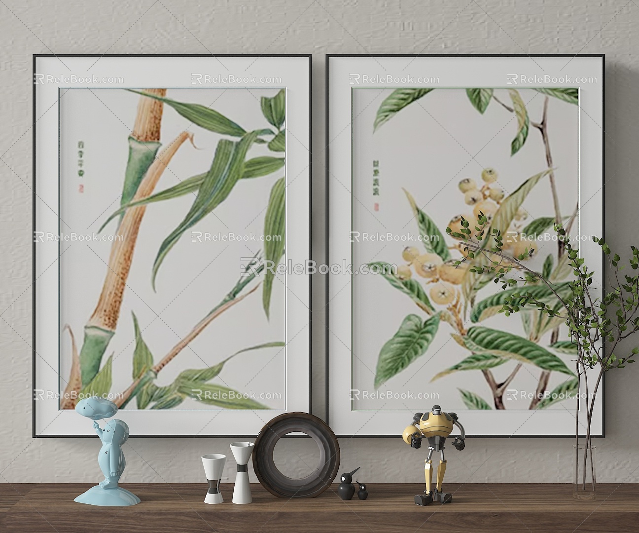 Modern plant painting decorative painting 3d model