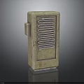 Old Style Industrial Utility Cabinet With Concrete Finish And Metal Ventilation Grilles