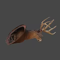Realistic Deer Head Taxidermy Mount Isolated on Gray Background for Home Decoration