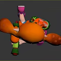 Vibrant Game Character With Orange Hair Twin Pigtails Goggles Weapon And Sporty Outfit