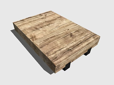 Rustic Wooden Coffee Table With Natural Wood Grain Surface And Black Legs 3d model