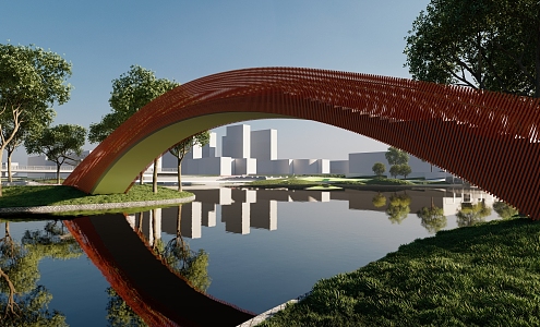 Modern Bridge Landscape Arch Bridge 3d model