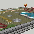 Park Master Plan Design With Green Spaces Water Features Buildings And Paths 3d model