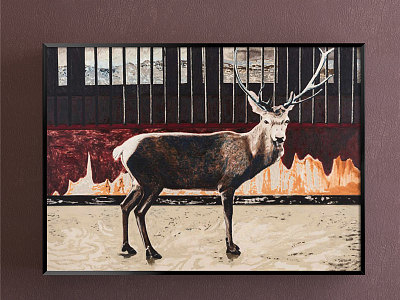 Modern Animal Painting Brown Living Room Animal model