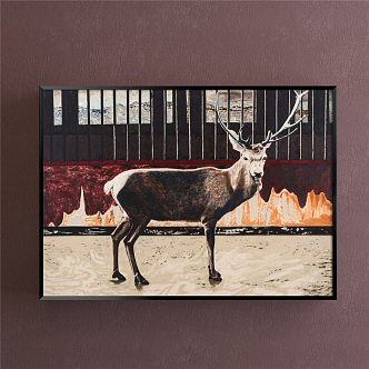 Modern Animal Painting Brown Living Room Animal 3d model