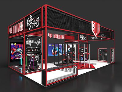 Modern Exhibition Hall Booth Motorcycle Helmet Exhibition Hall 3d model