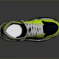 Neon Yellow High Top Sneakers With Gray Navy Blue Accents And Green Sole White Laces