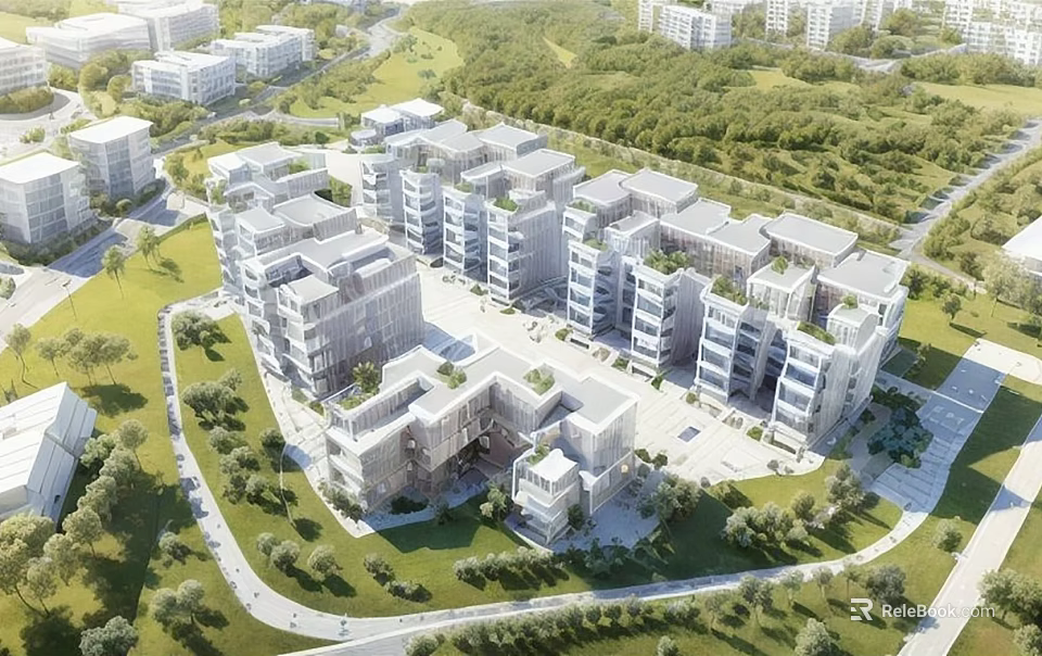 Classic European Architecture Residential Complex With Green Surroundings And Symmetrical Layout 3d model 